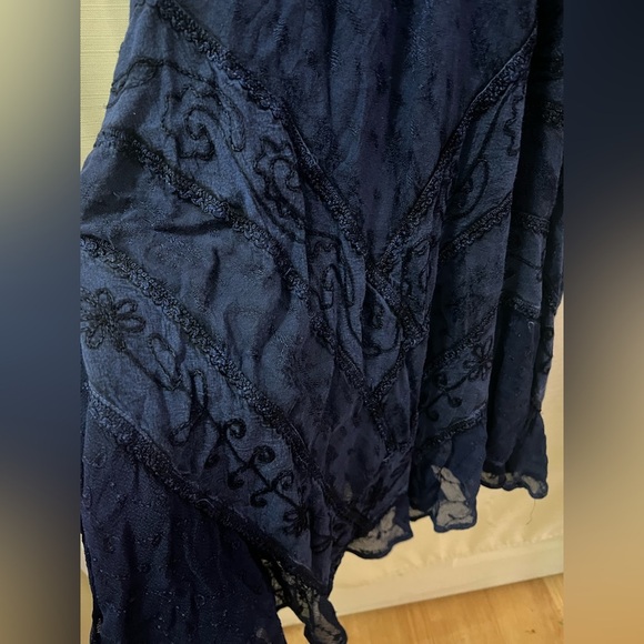 Navy Blue Boho Retro Lace-Up Maxi Dress by My Choice – 100% Rayon - Picture 5 of 9